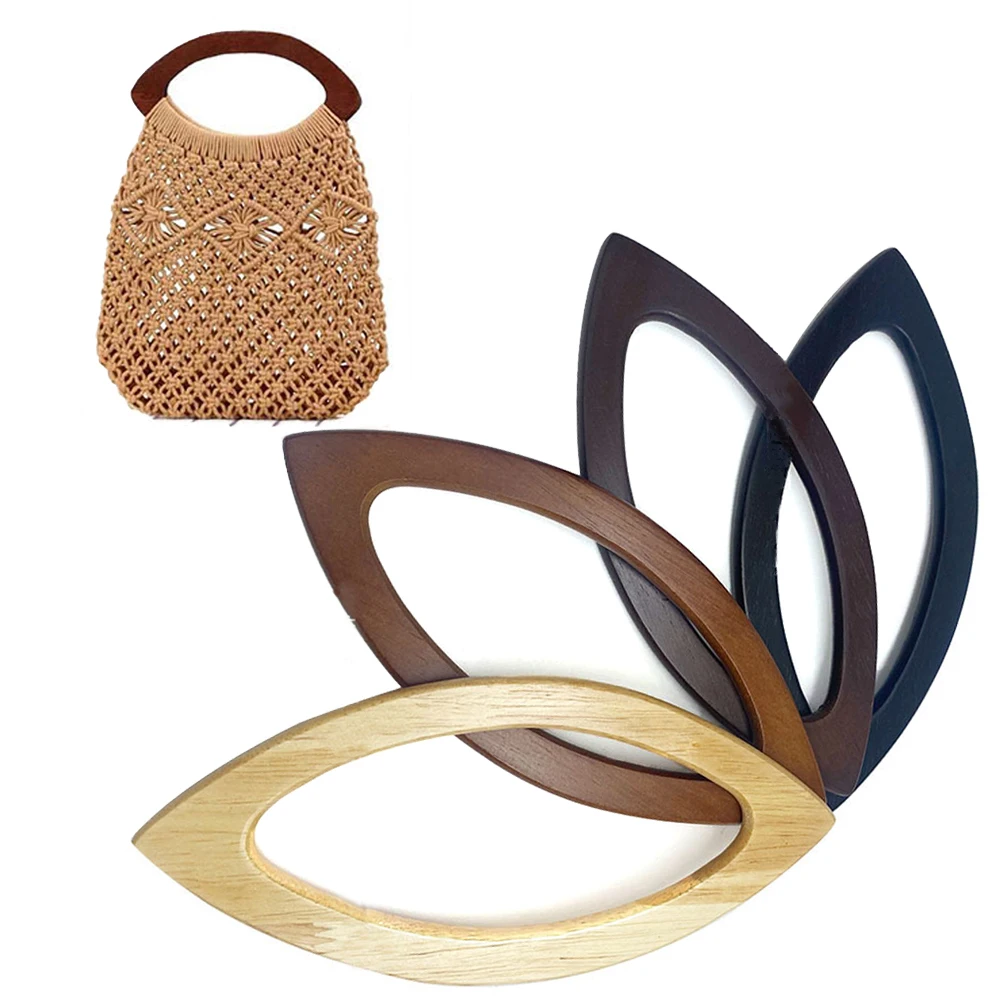 

Women Clutch Bag Handles 1Pc Eye Shape Handle Wooden Bag Handles Tote Bags Solid Color Hand Bag Replacement Accessories