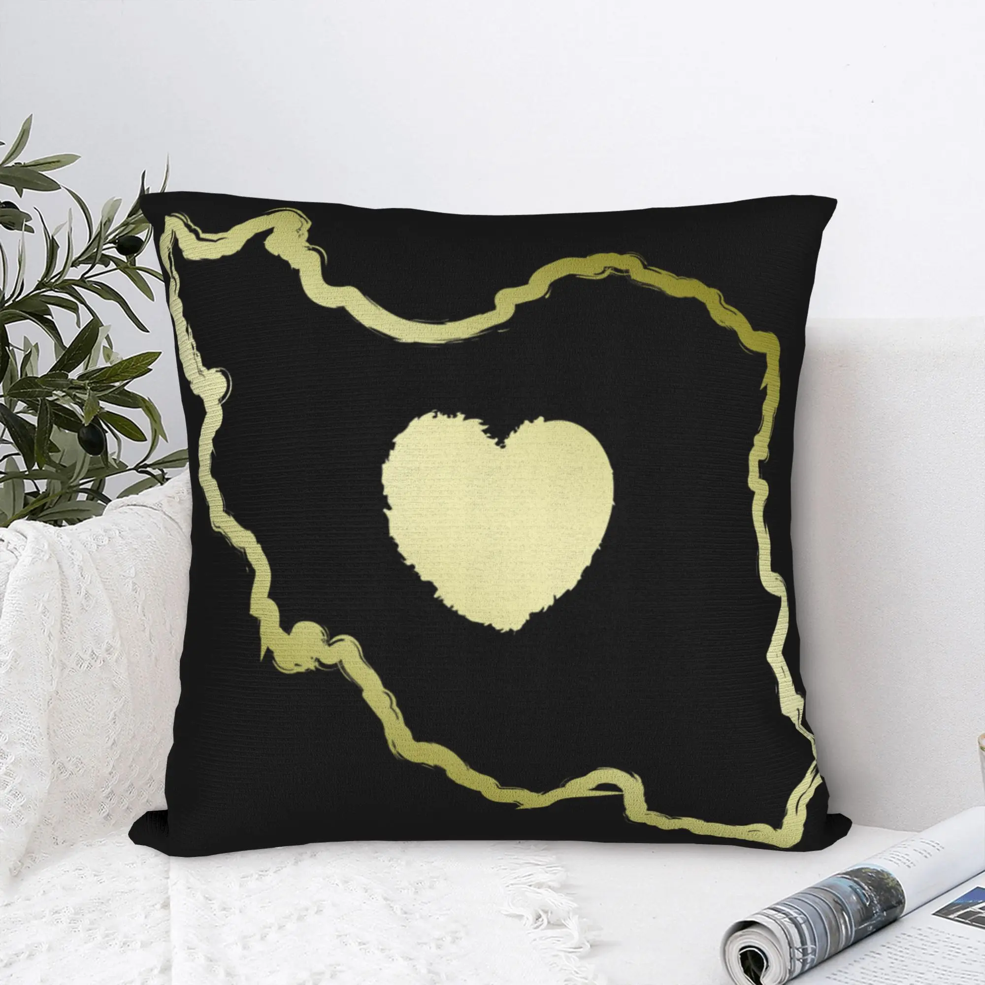 Iran Map Heart Gold Symbol Pillow Case  Square Pillow Cover Kawaii Cushion Cover For Chair Sofa Home Decor