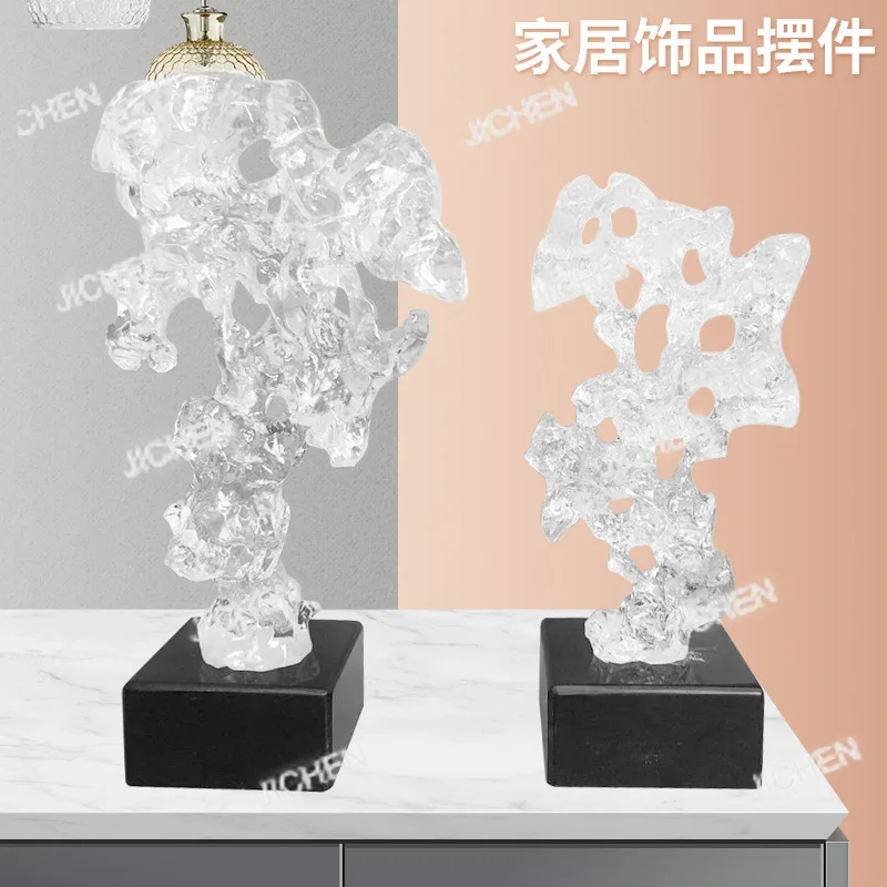 

JC Creative Transparent Taihu Lake Stone Ornament New Chinese Style Resin Abstract Sculpture Ornament Soft Decoration Desktop Ho