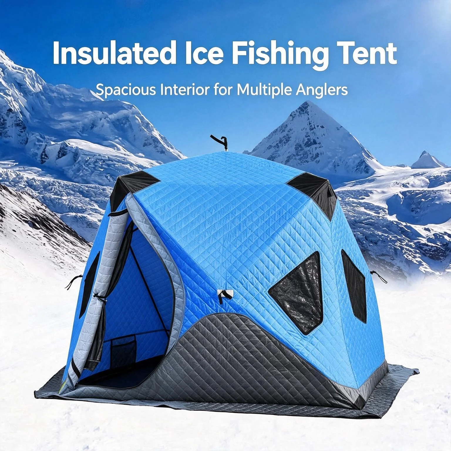 Winter Fishing Tent 3-4 People Outdoor Camping Padded Thickened Warm Cold-resistant Quick Setup Fiberglass Poles Snow Fishing