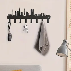 CIFbuy City Silhouette Key Hooks, Household Multi-Purpose Clothes Bag Key Hooks, Living Room Wall Decorative Hook Key Holder