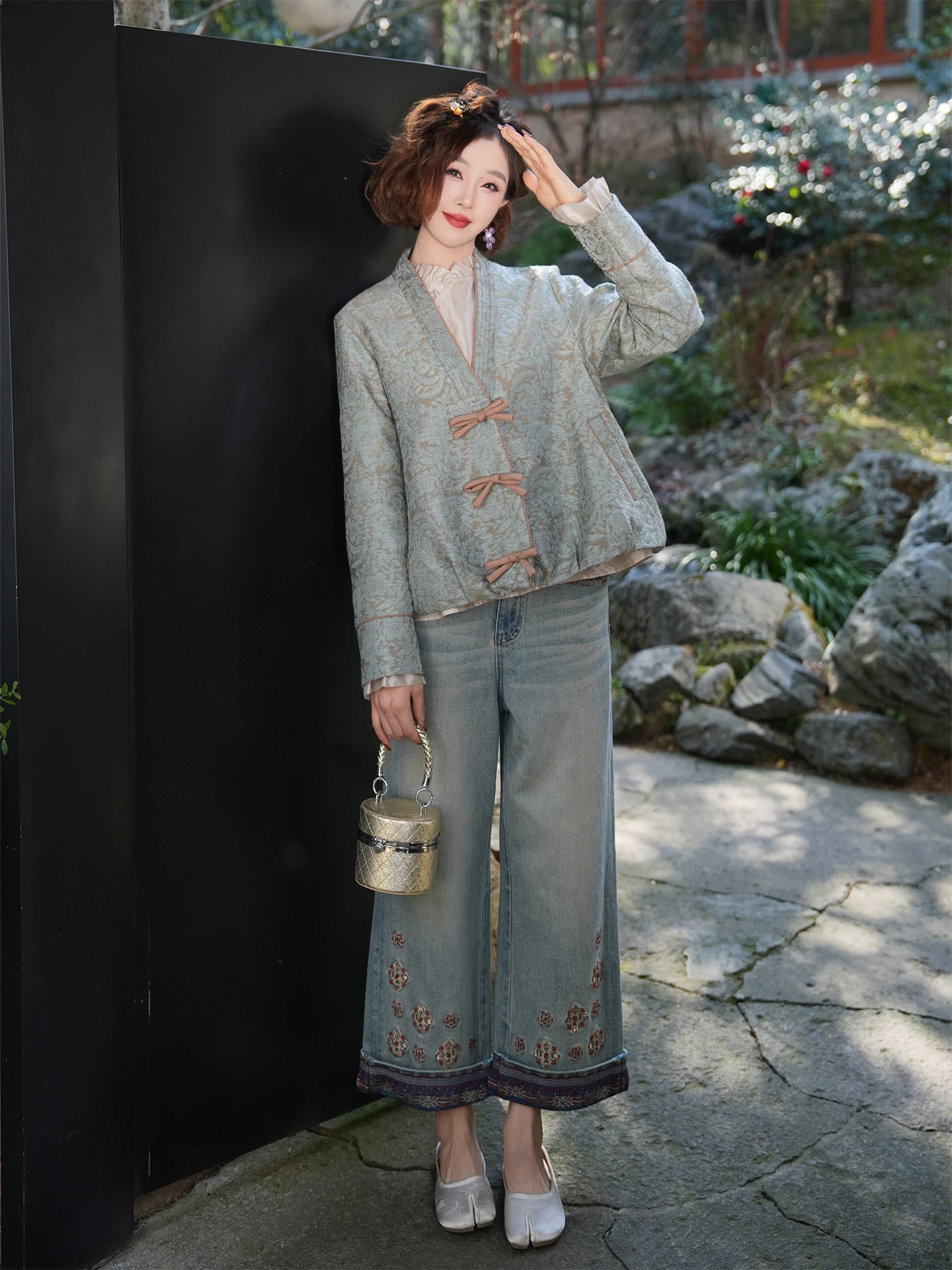 

Женские широкие брюки Yolo из мягкого хлопка с высокой талией, прямого кроя, весна-лето, новый стиль, с вышивкой, повседневные, с эффектом потертости