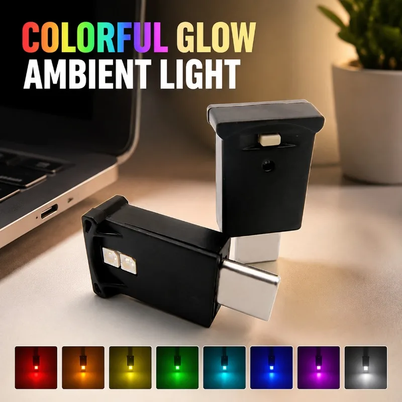 Light‑sensor Auto‑on RGB Multi‑function Night‑light, High‑brightness Low‑power Ambience Lamp, USB‑C Powered Compact Decor