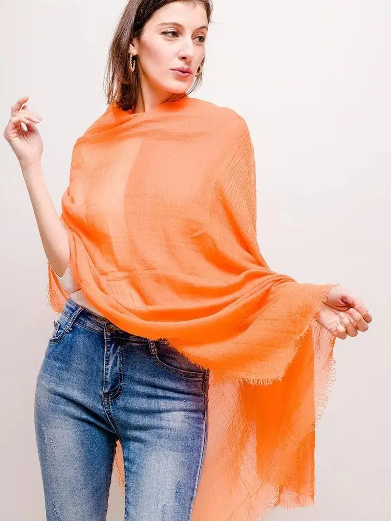 NEU Sommer Neon Schal Einfarbiger Bubble Turban Falten-Damen-Schals Schleier Wellen-Schals Schillernder Schal – Detail 6