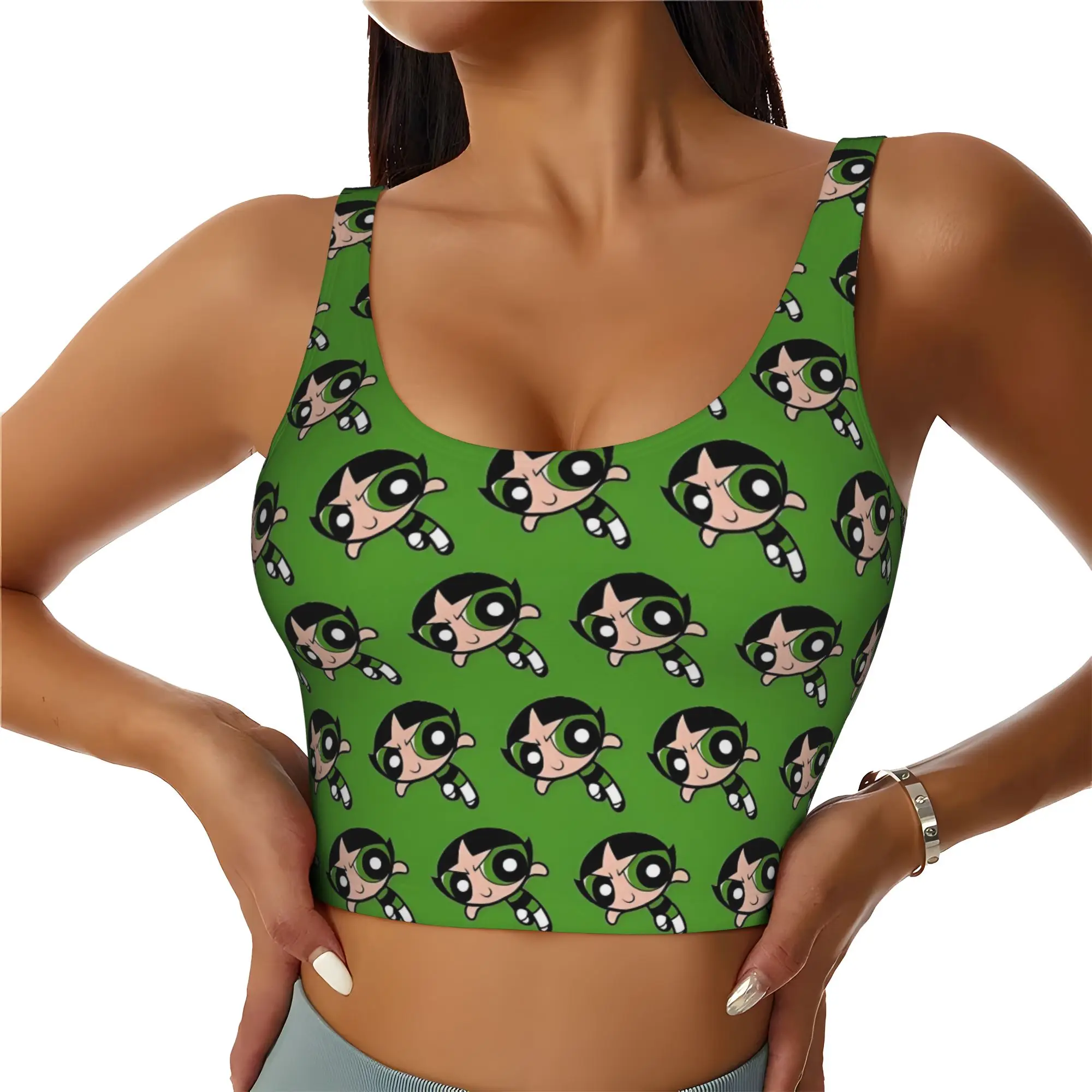Custom Poweres Anime Puffes Workout Crop Tank Tops Women's Seamless Buttercup Blossom Bunny  Running Yoga Sports Bras