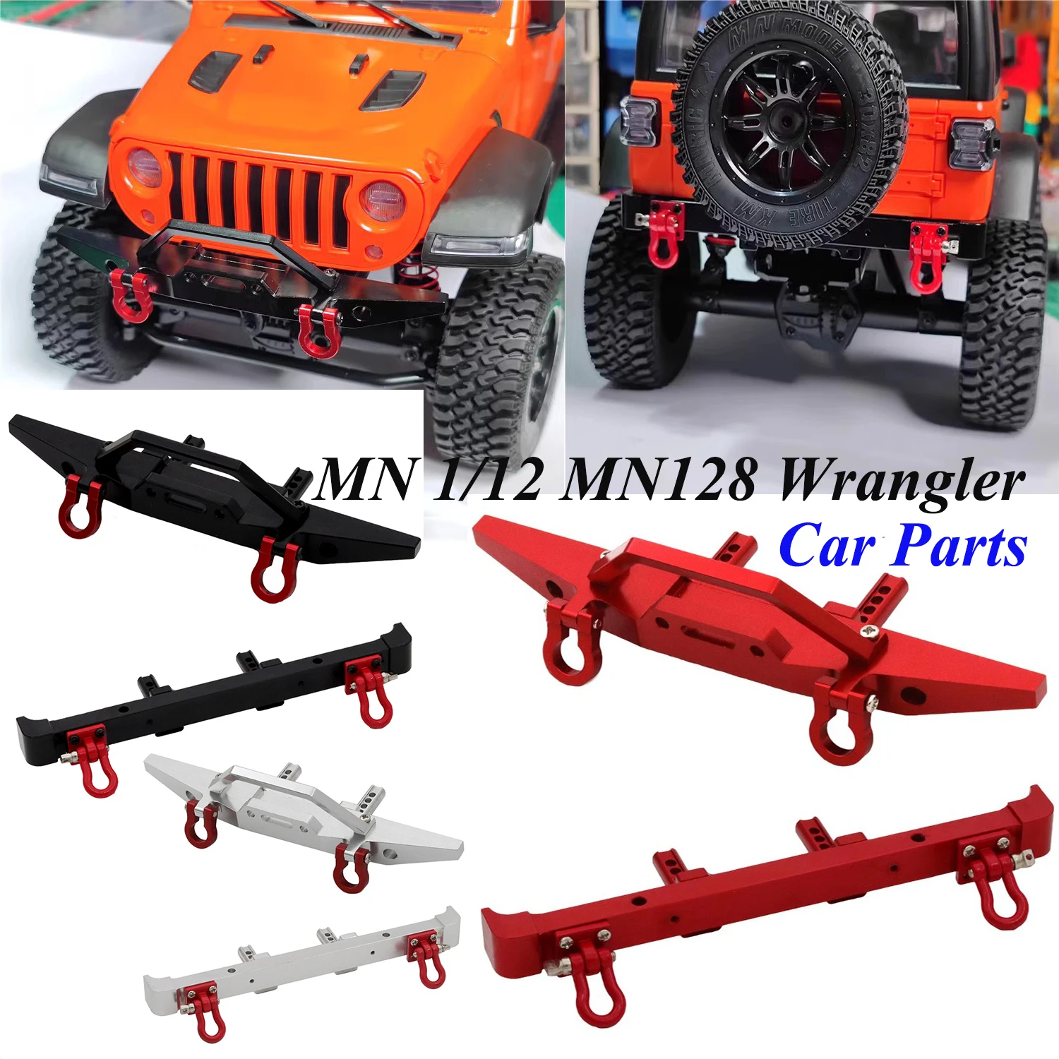 

MN 1/12 MN128 Wrangler RC Remote Control Car Parts Metal Upgrade Modified Front and Rear Bumper Guards