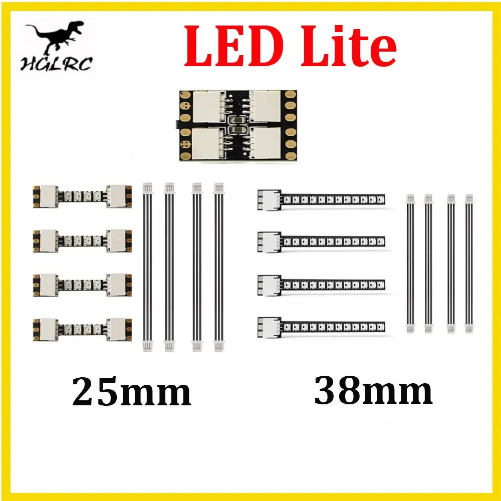 

4PCS HGLRC LED MINI (38mm) / LED LITE (25mm) RGB2020 12 Lamp Beads 38X7X5mm for RC Airplane FPV Freestyle Drones DIY Parts