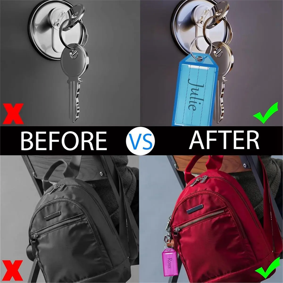 32PCS Key Fobs with Labels, Heavy Duty Key Tags with Ruled Blank Paper, Split Rings for Keys, Luggage, Pets and More
