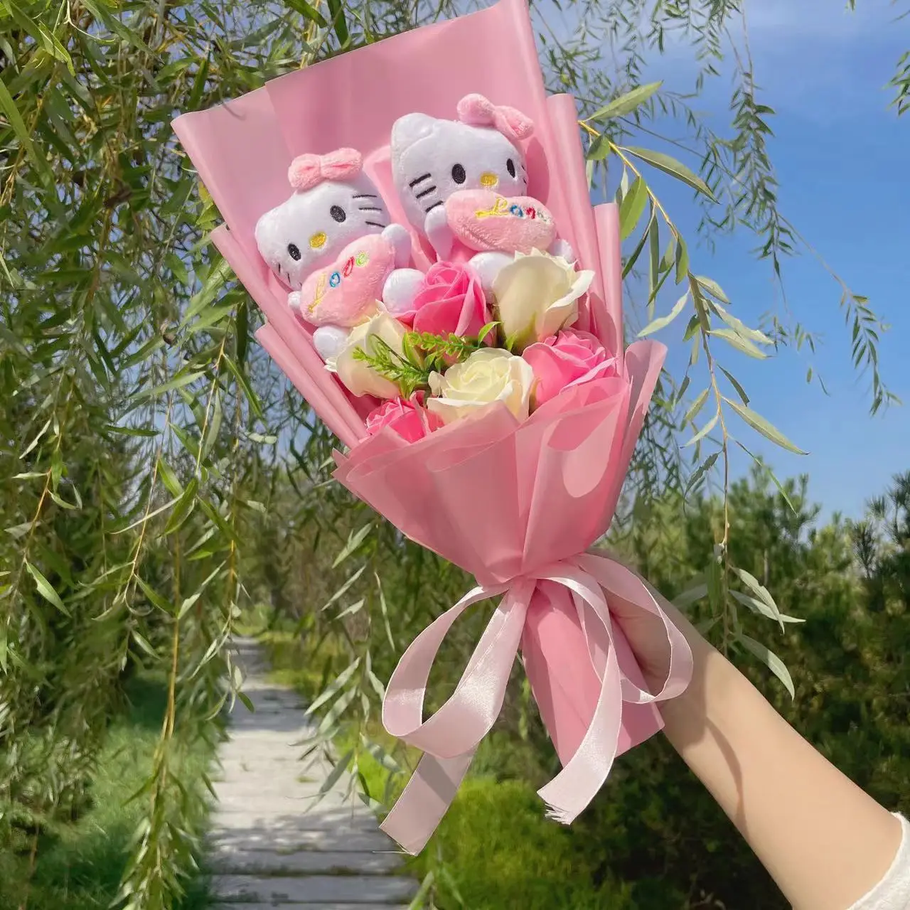 Cartoon Hello kitty Plush Doll Toy Stuffed Animals Creative Bouquet Valentine's Day Christmas Graduation Birthday Gifts