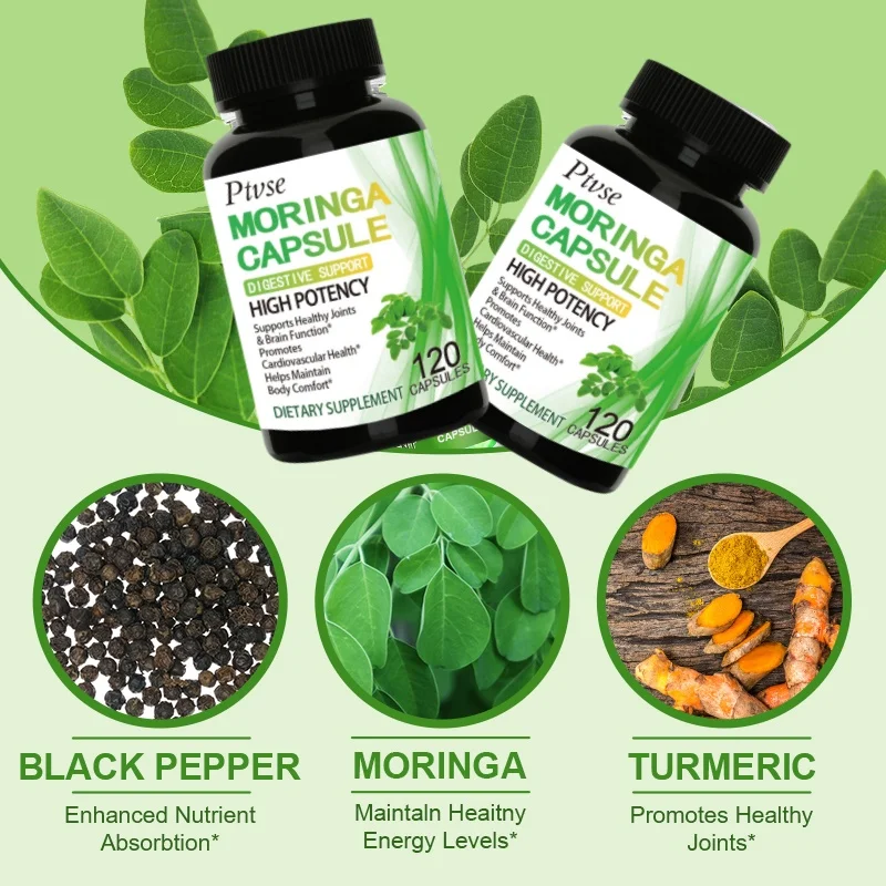 Organic Green Moringa Capsules Powerful Beauty Health Supplement Immune System and Heart Health Bones and Teeth Health