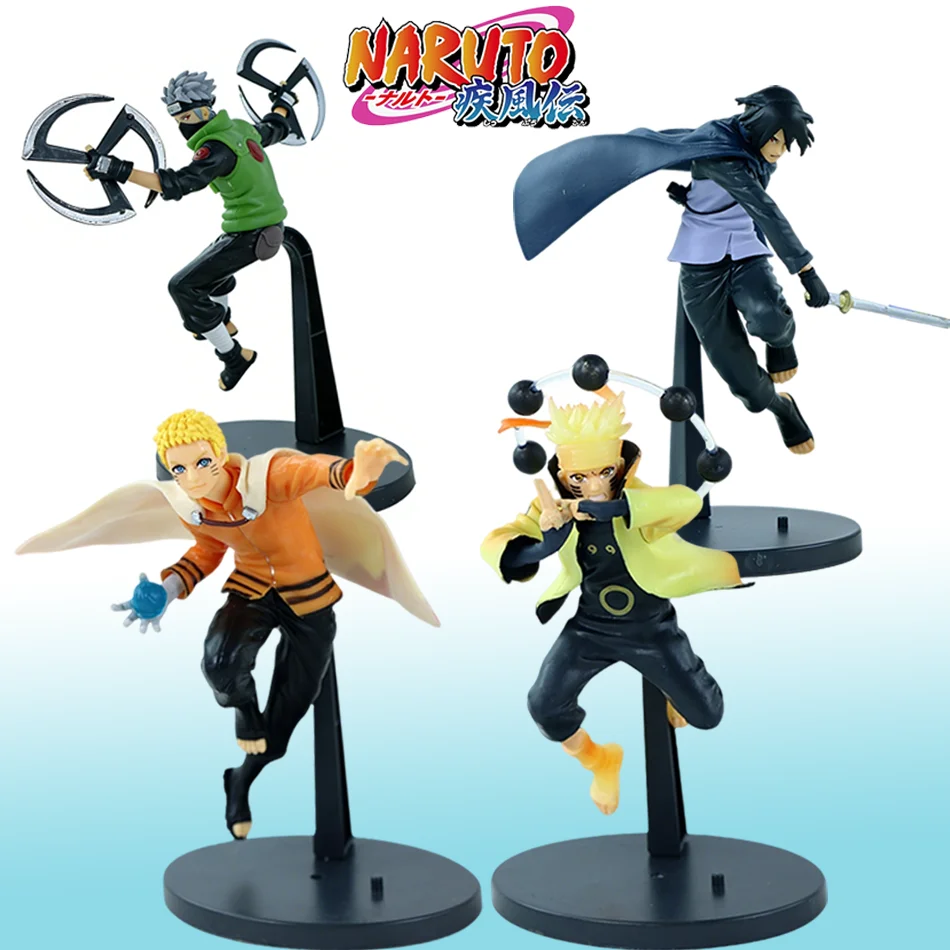 Heiße 18-20cm Naruto Anime-Figur Shippuden Uchiha Sasuke Hatake Kakashi Namikaze Minato Actionfigur Sammlermodell Spielzeug Geschenke
