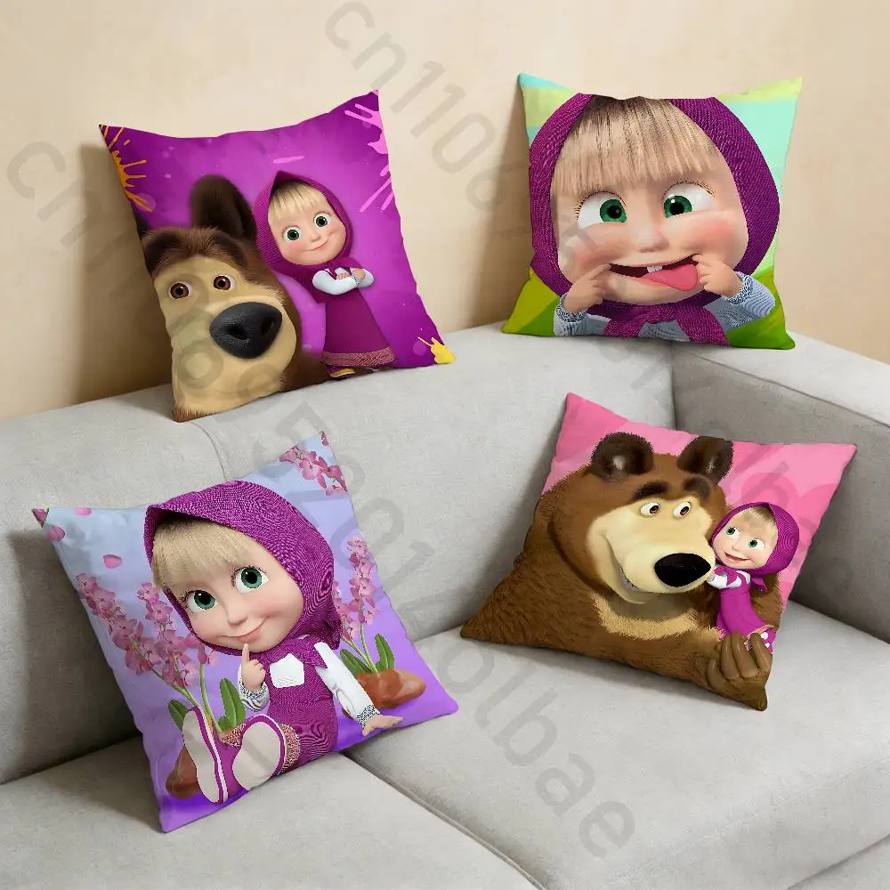 

M-Masha And B-Bears pillow cover living room sofa cushion cover bedroom room bed pillow cover home decoration