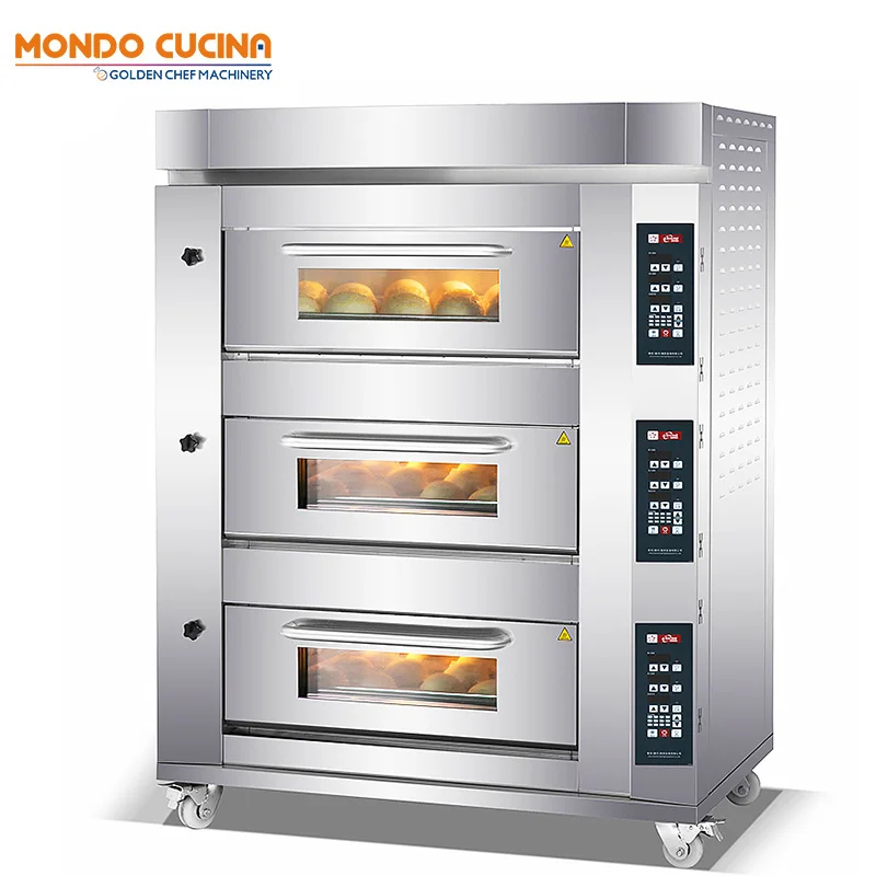 Baking Machine Pizza 3 Deck 6trays Gas Deck Oven Bakeri Baking Commercial Bread Oven Baking Gas Deck Oven
