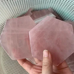 Wholesale Natural Rose Quartz Coaster Crystal Carving Stones Magic Slice Decor Cup Pink Crystals and Minerals Healing Reiki Gift