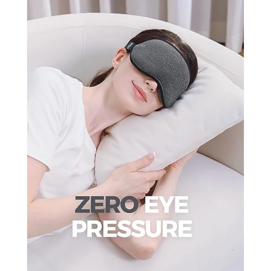 Luxury Sleep Mask for Back, Side Sleeper, Complete Light Blocking Sleeping Eye Mask Night Blindfold, 3D Zero Pressure and Spaci view 5