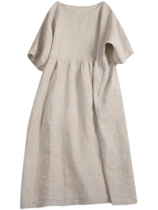 Jupe de poupée mi-longue en coton et lin pour femmes, ample, ort Sve Dr, Simple, couleur Pure, taille ample, ligne a, été décontracté Dr