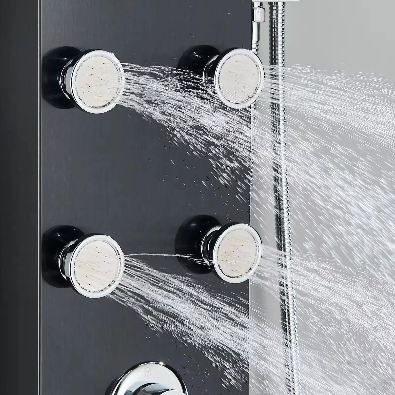 Hot Selling LED Modern Shower Panel Wall Mounted Rainfall Massage Jets Single Handle Ceramic Thermostatic Faucets Stainless