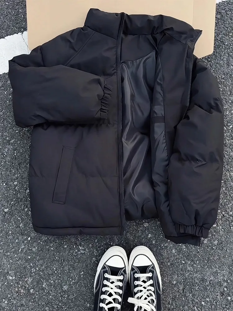 

Мужская зимняя утепленная куртка из хлопка в американском стиле с воротником-стойкой, молодежная повседневная модная теплая куртка