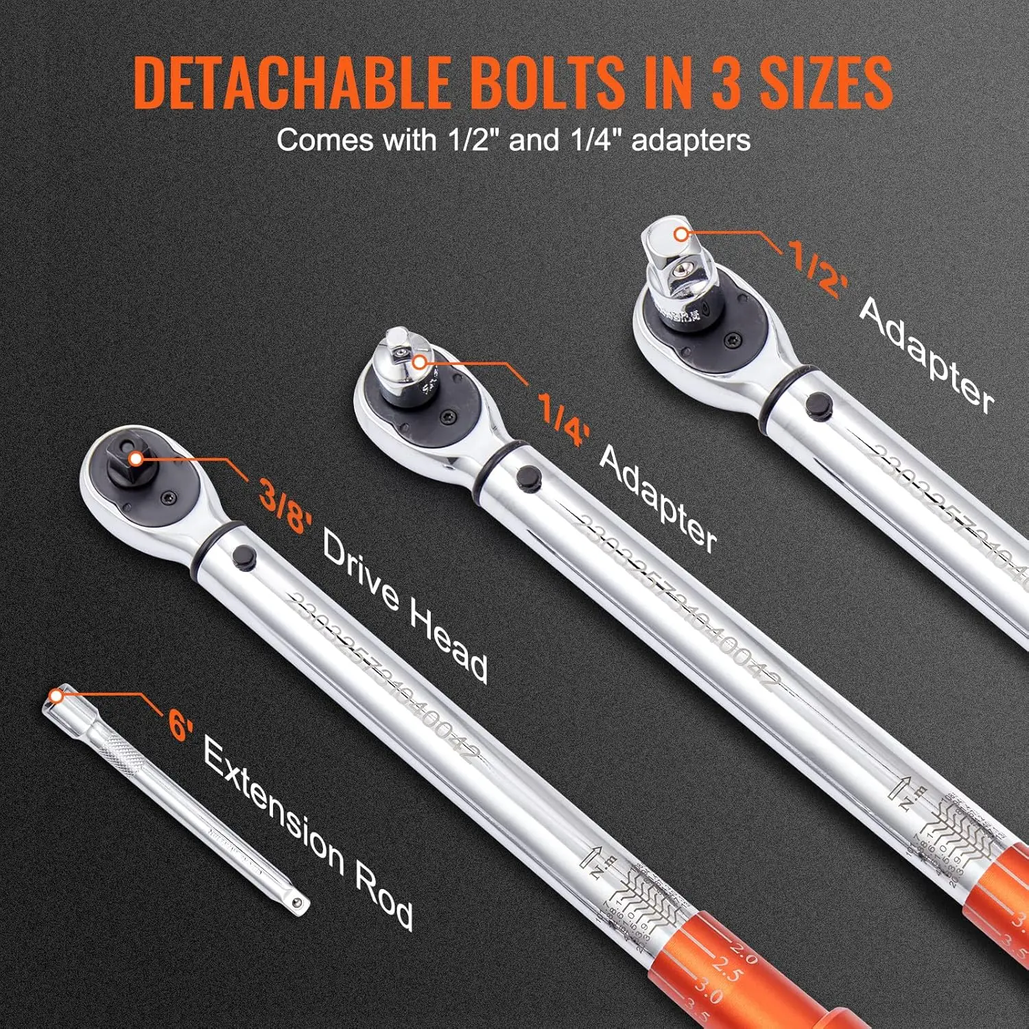 Chave de torque, chave de torque de clique de unidade de 3/8 polegadas 10-80 pés.lb/14-110n.m, conjunto de chave de torque ajustável de direção dupla, mecânica