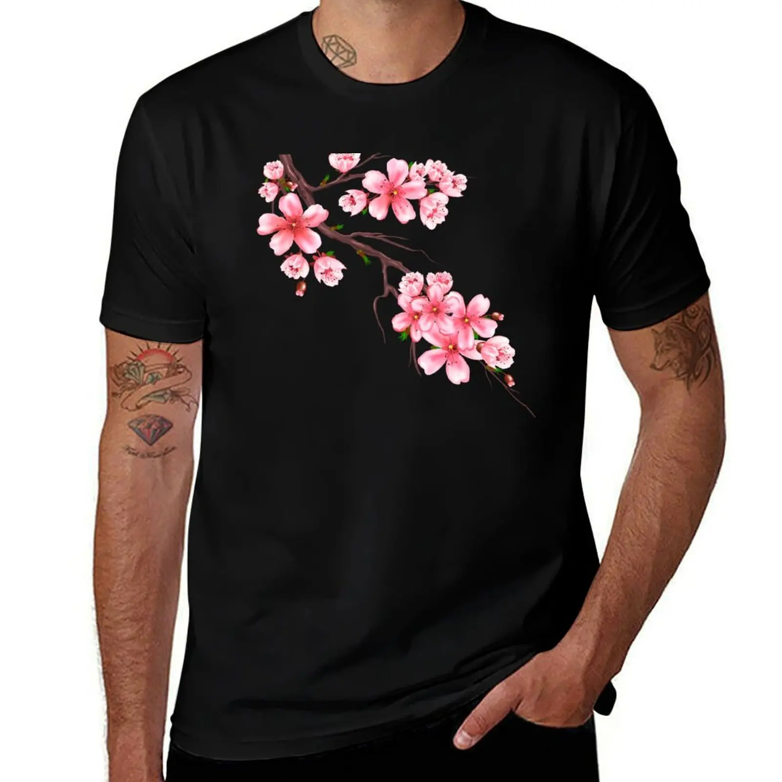 Sakura Cherry Blossom T-Shirt Active Wear Sports T-Shirt for Men