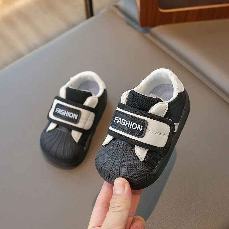 Soft Non Slip Sole Toddler Sneakers Lightweight Unisex Infant Casual Shoes White Skate Shoes for Boys Girls 0-3 Years