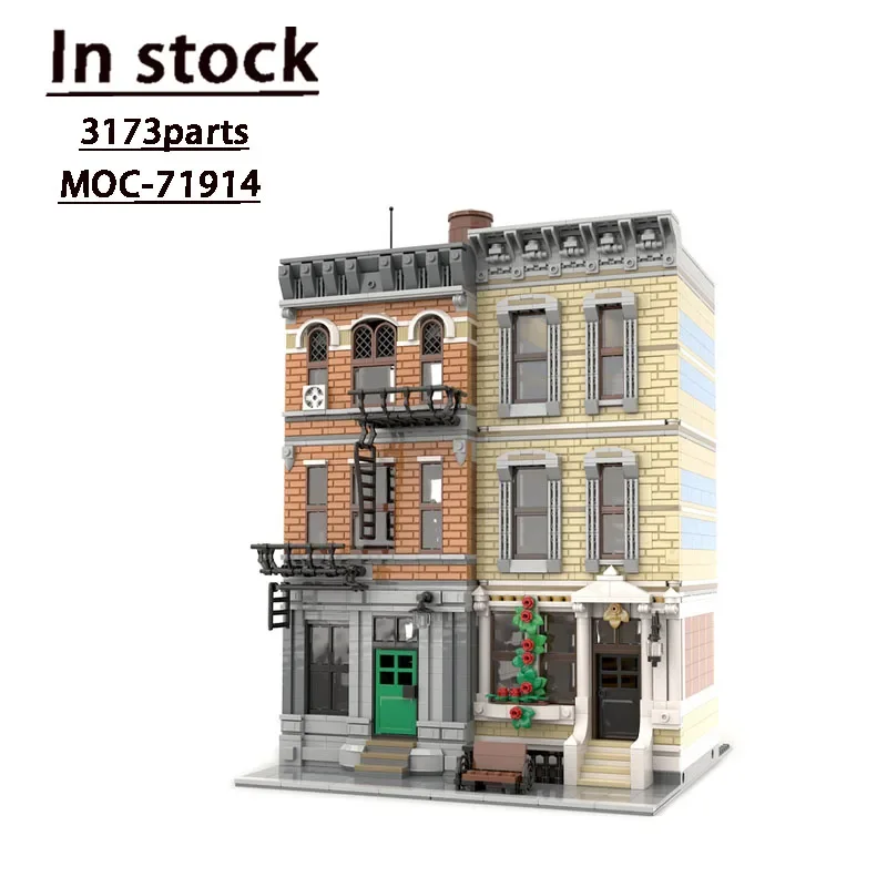 MOC-71914 Street View Modular New Block City Assembled Splicing Building Block Model 3173 Parts Children's Birthday Toy Gift