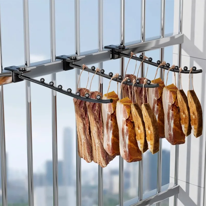 

Сушилка для белья и продуктов на балкон, для домашнего использования, для рыбы, колбас, соленого мяса, одежды, нижнего белья, с крючками, без сверления