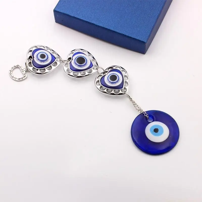 QX2E Turkish Blue for Evil Eye Amulets Wall Hanging Pendant Home Decor Heart Ornament