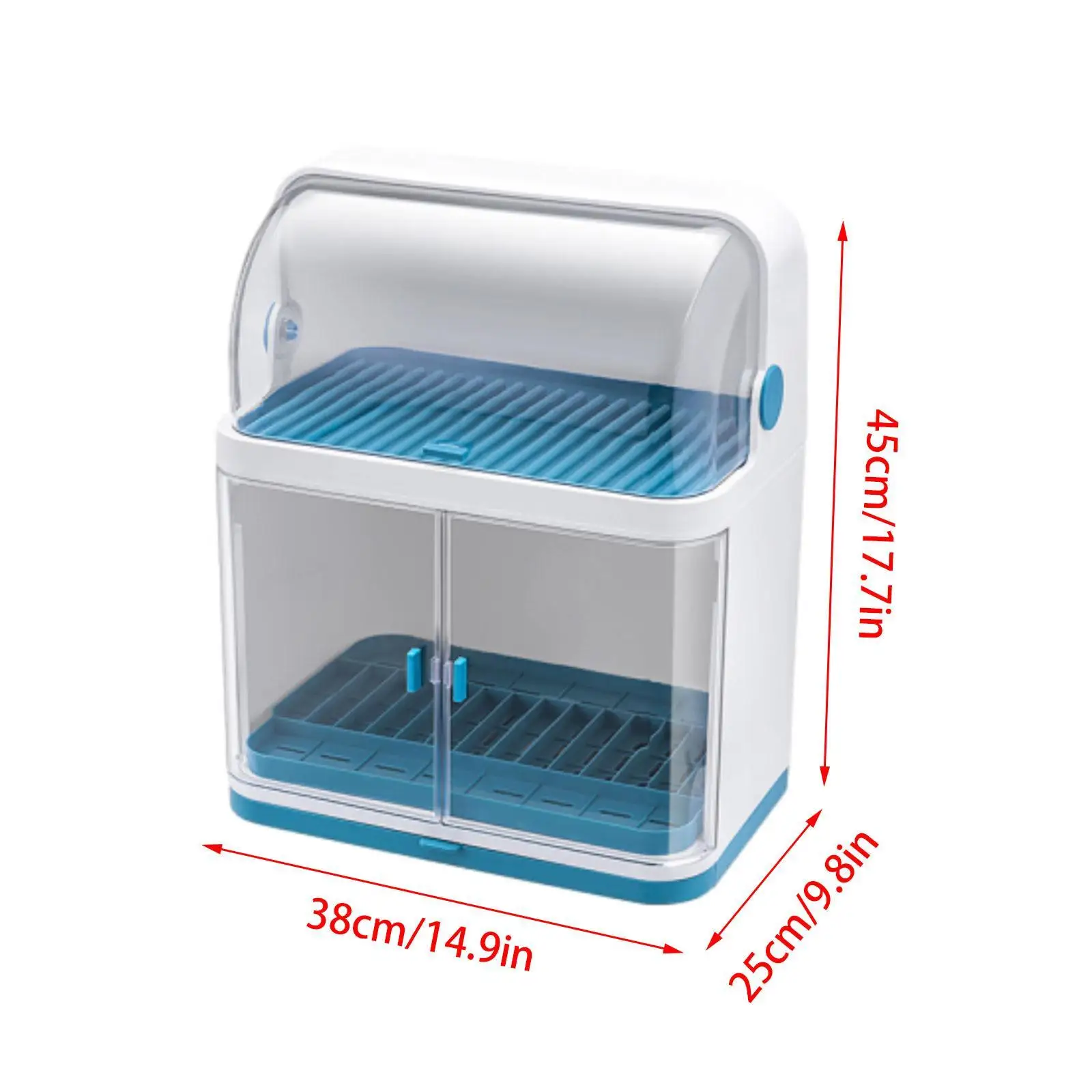 Drain Rack Storage Shelf Large-capacity 2 Tiers Multipurpose with Lid Organizer Dish Storage Box for Home Kitchen Hotel Trays