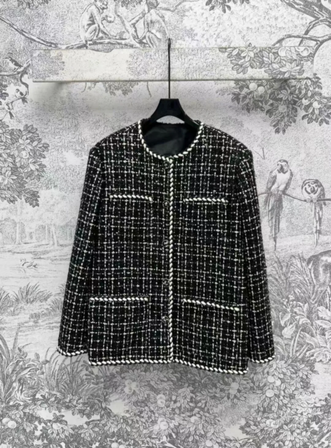 High end customized women's fashionable black and white mixed color jacket