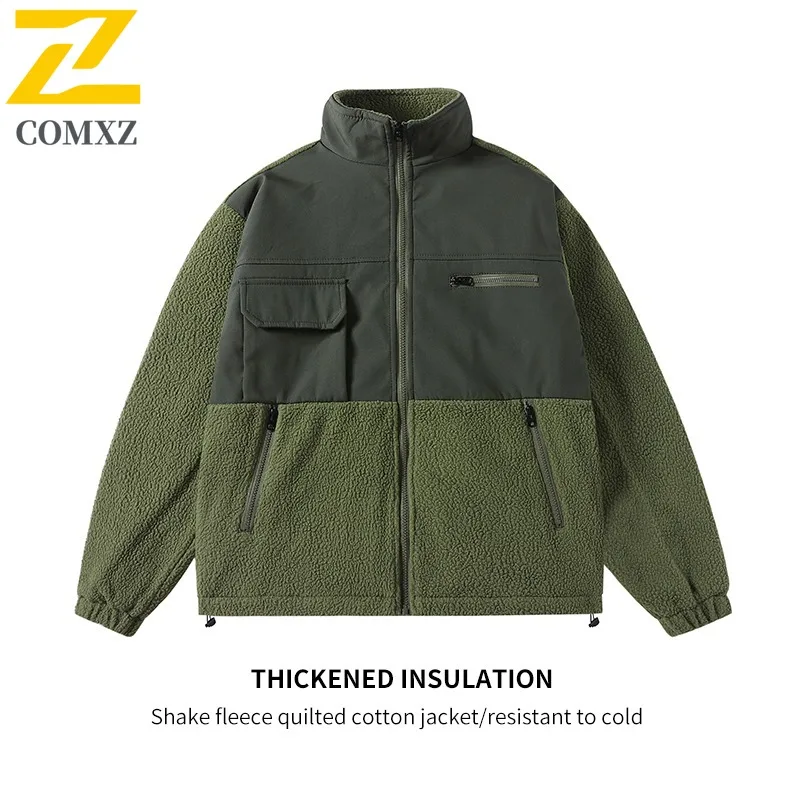 

COMXZ Men's Cotton Padded Jacket 2025 Premium Ski Resort Warm Daily Outing Fleece Jacket Street Look Versatile Fit Padding Coat