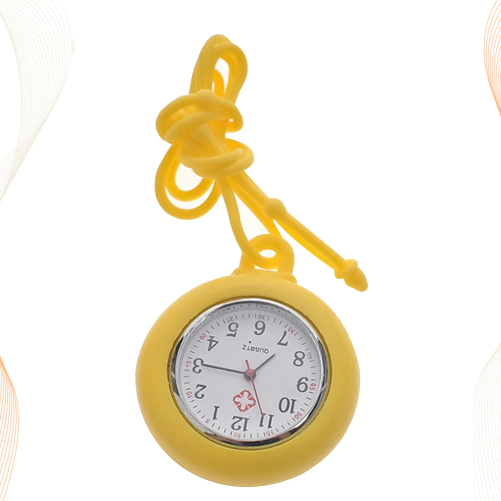 

1pc Silicone Nurse Medical Watch Durable Medical Pocket Hanging Watch Portable Simple Design Decoration For Doctor Yellow