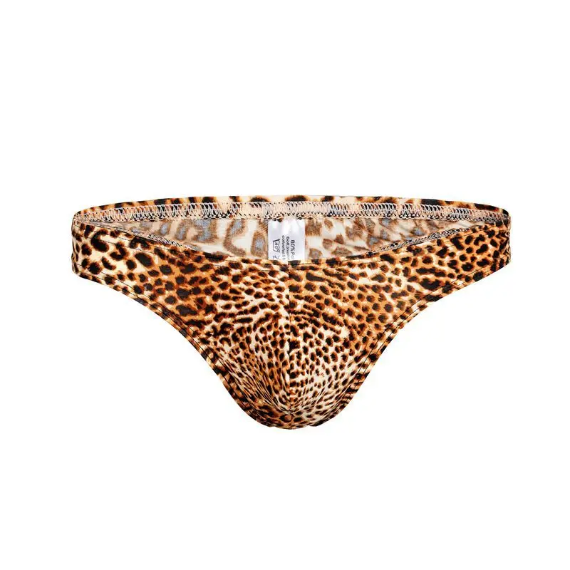 Men's Leopard Thong Underwear Male Comforable Breathable Cuecas Slip Homme Sexy Jockstrap Briefs Thongs Underpants