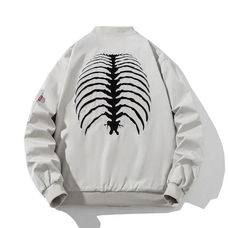 Two-Power National Fashion Hip Hop Jacket Men's American High Street Loose Pilot Embroidered Skull Baseball Uniform