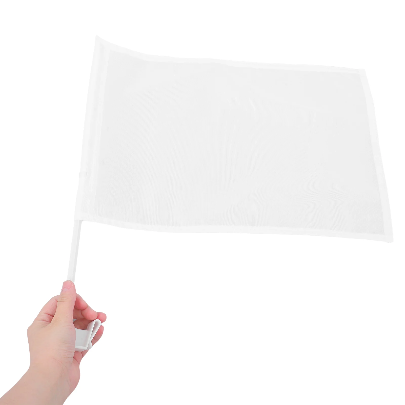 

4pcs White Car Flags for Decoration DIY Blank Handheld Banner with Pole Easy Installation for Windows Parade Events