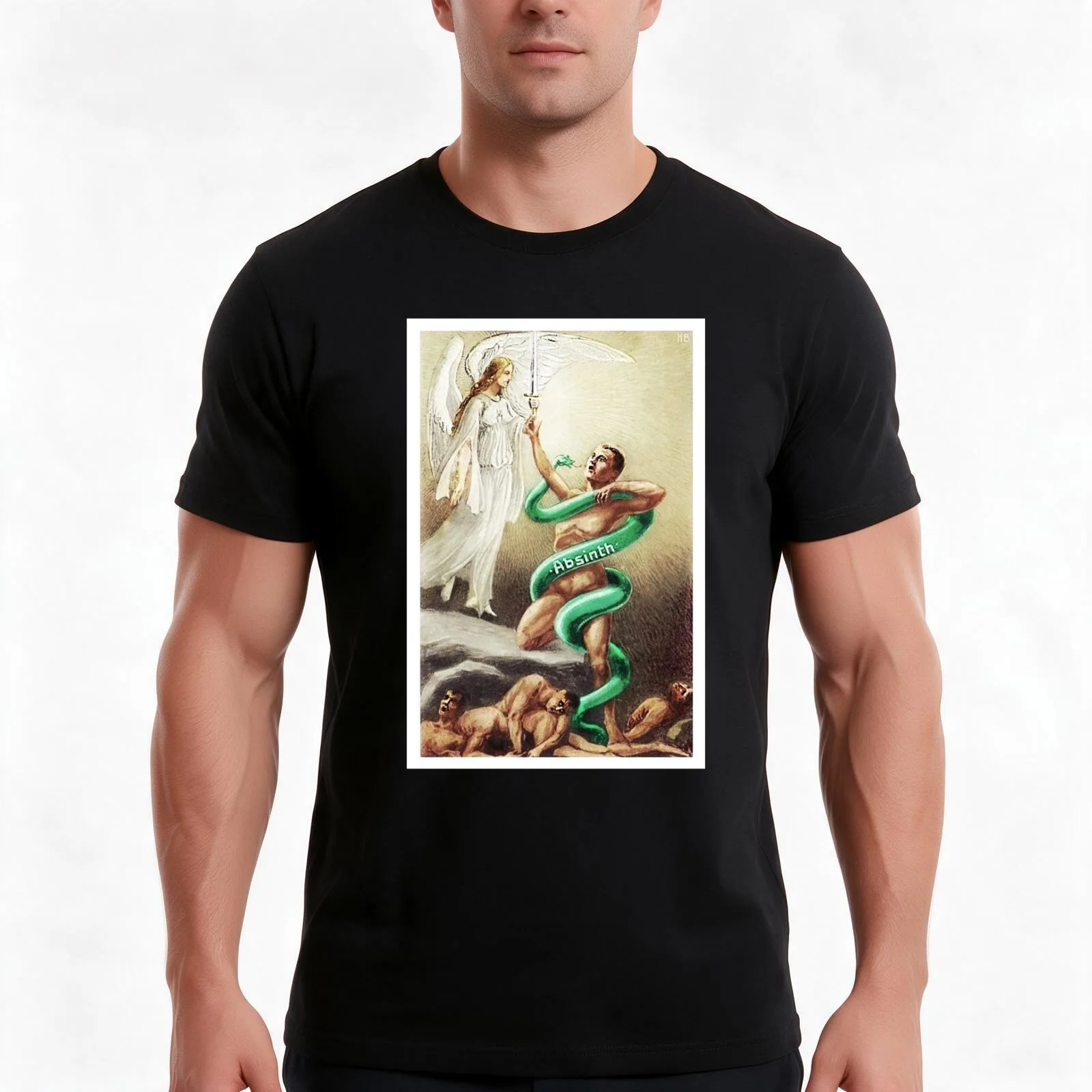 1908 Absinthe Swiss Absinthe is Death Aperitif Liquor Advertisement Vintage Poster T-Shirt, Summer Casual Cotton Tee