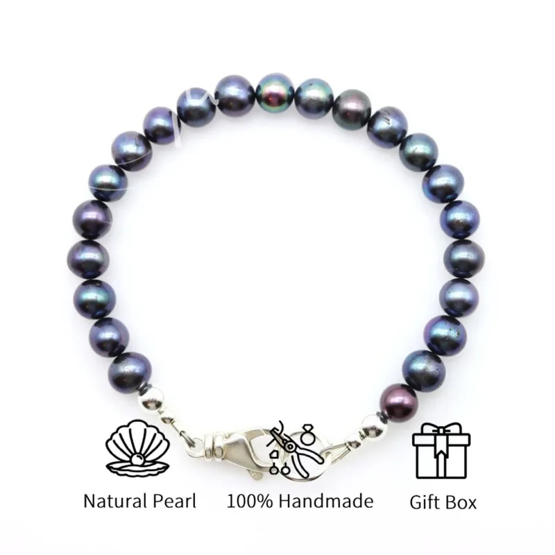 

MYSOYA браслет из пресноводного жемчуга с павлином 5-6 мм с подарочной коробкой для него/е дня рождения/свадьбы/Рождества/Нового года/подарок на годовщину