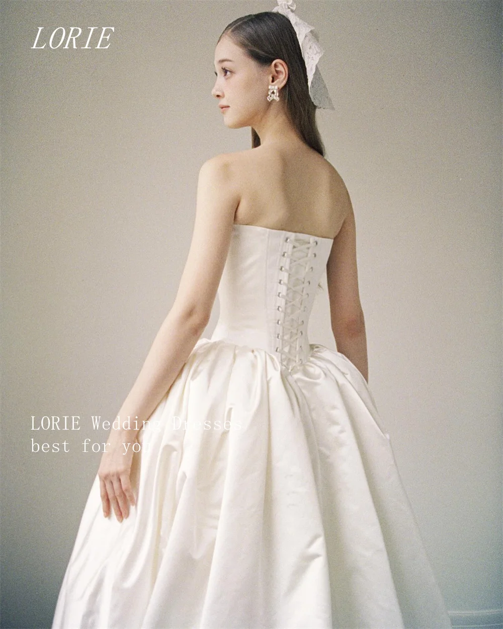 LORIE Luxury 3D A Line Wedding Dress Bow Strapless Bridal Dresses Elegant Flowers Wedding Gown Customized 2026