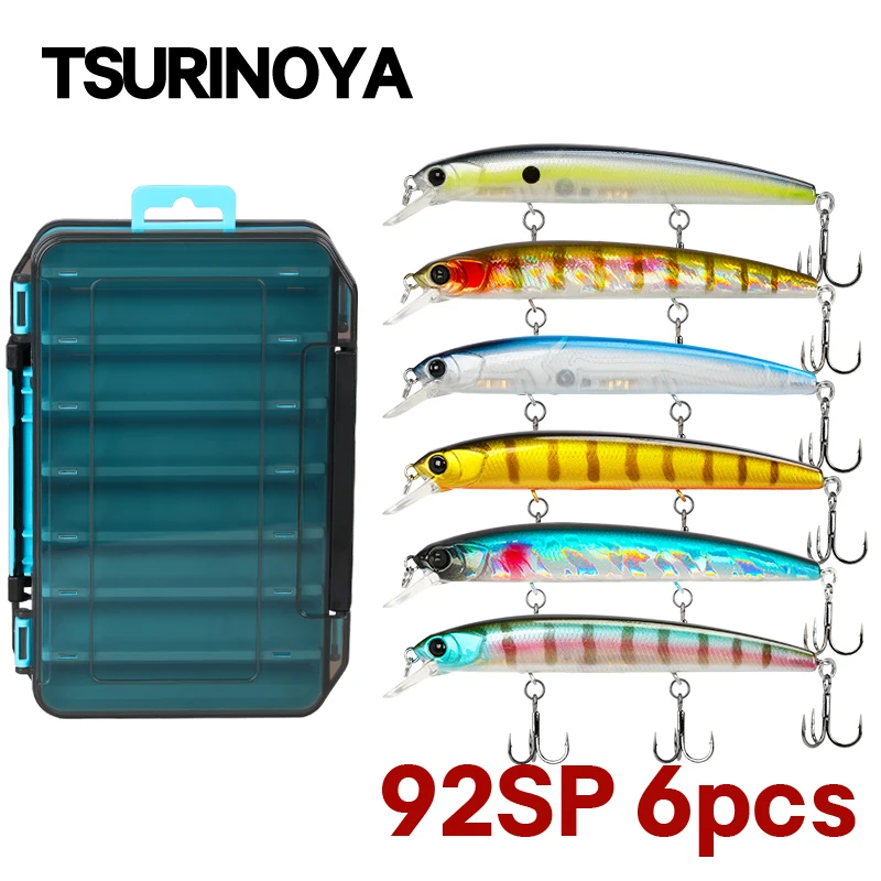 

TSURINOYA Fishing Lures Kit Mixed 6 Colors 92mm 9g Suspending Minnow Long Casting Wobblers Pike Bass Saltwater Fishing Gear