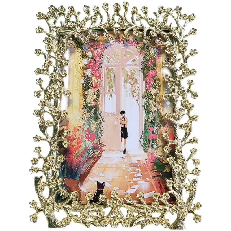 

Gift 6-Inch light luxury photo frame metal couple setting table photo customization wedding anniversary gift photo frame hanging