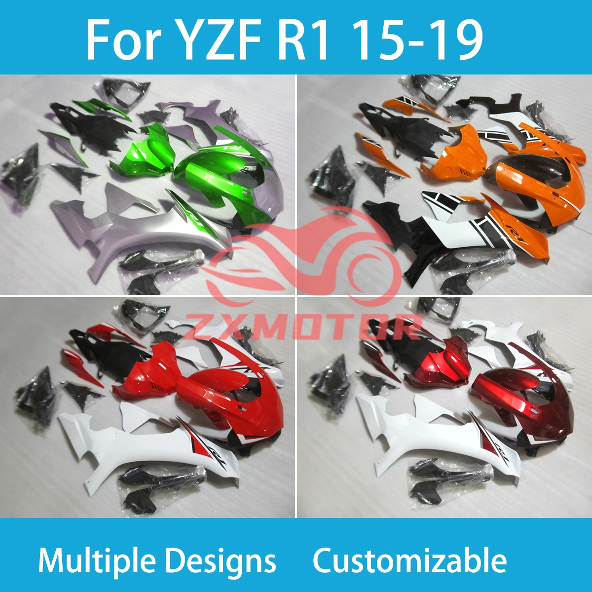 Trail Bike Fairing Kit YZFR1 15 16 17 18 19 Motorcycle Fairings Aftermarket for YAMAHA YZF R1 2015 2016 2017 2018 2019