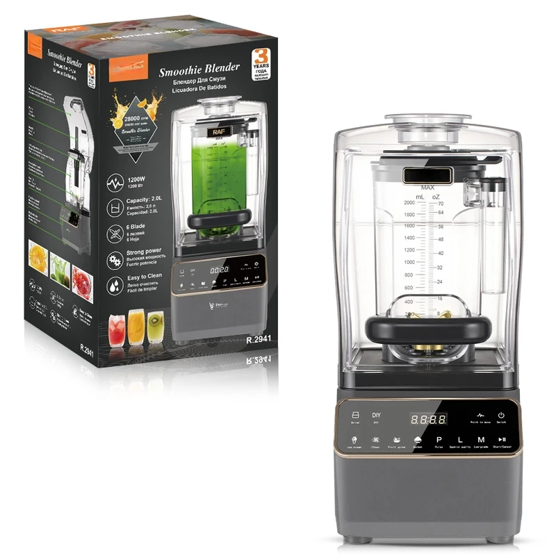 RAF R.2941 New Soundproof Electric Blender Stainless Steel Strong Power Juicer Ice Crusher for Home