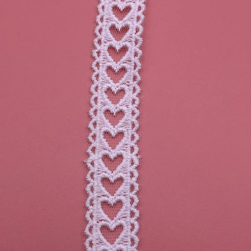 1.8cm Wide  White Bilateral Wavy Heart Cotton Lace Ribbon Embroidery Lace Accessories Vest Strap Sewing Diy Crafts Webbing