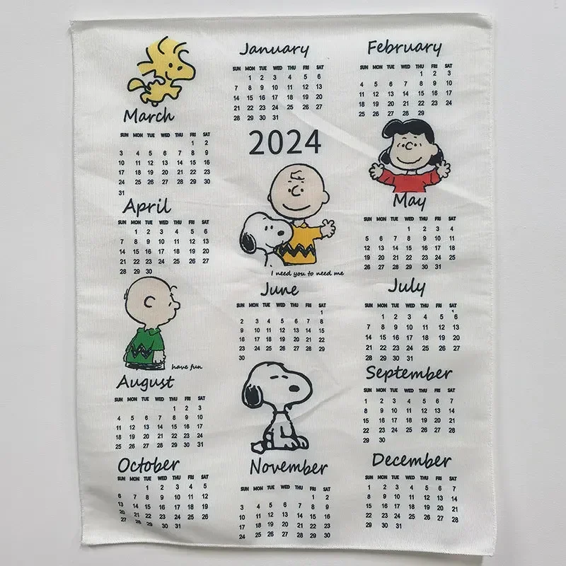 2025 Calendar Snoopy Tapestry Decoration Cloth Bedroom Cute Small Tapestry Background Cloth Ins Calendar Wall Hanging Decor Gift