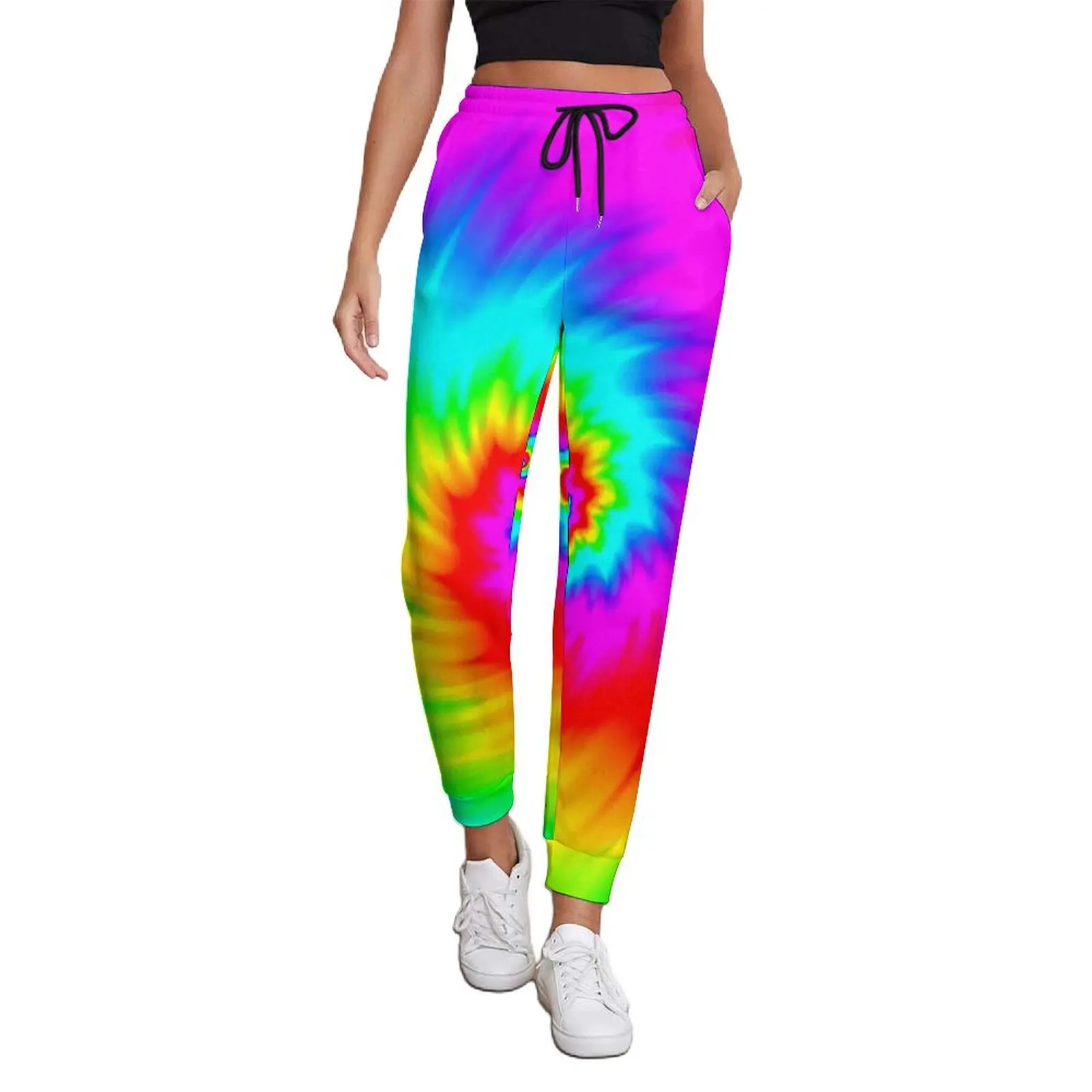 

Tie Dye Twist Pants Rainbow Print Aesthetic Sweatpants Spring Female Vintage Custom Oversize Trousers Birthday Present