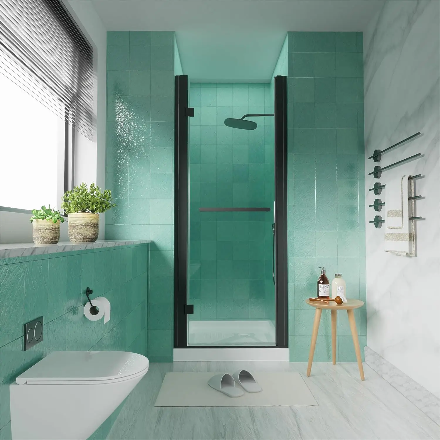 28-30 in.W x72 in.H Frameless Pivot Shower Door, 1/4 inch (6mm) SGCC Clear Tempered Glass Pivot Swing Shower Door, Easy to Clean