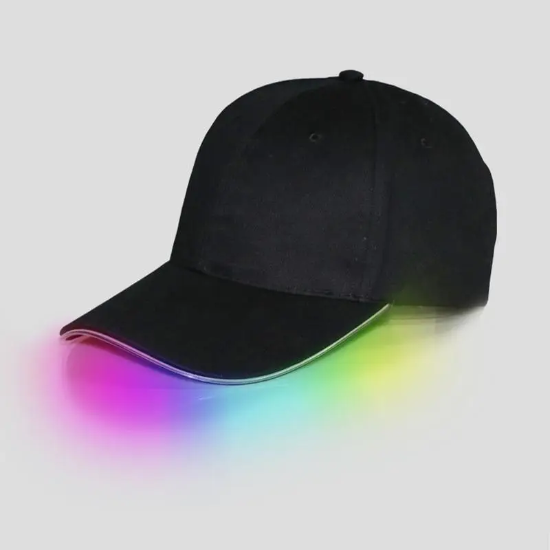 Trendy Light Up Glowing Baseball Hat LED Adjustable Hip Hop Rap Cap DJ Dance NightClub Bar Party Props Neon Christmas Hat