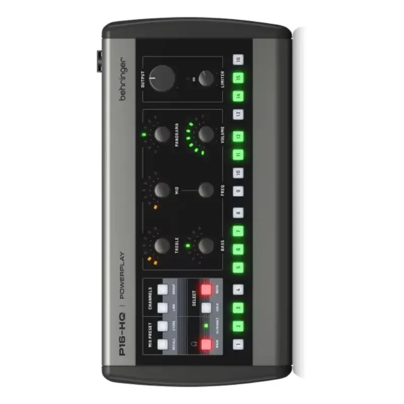 Mezclador de Monitoreo Personal Behringer P16-HQ de 16 Canales con 16 Botones de Selección de Canales Retroiluminados para Acceso Inmediato