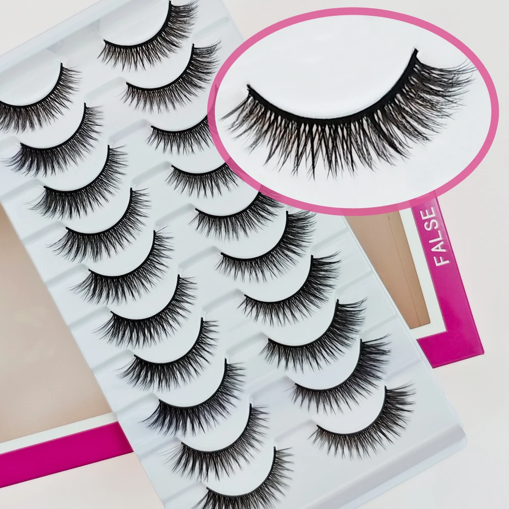 Xuanfeiwu Ciglia a stelo duro allungate con coda inclinata in stile volpe, trucco monopezzo Ciglia finte naturali per spettacoli teatrali, Ciglia realistiche per cosplay per feste