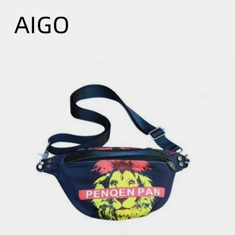 AIGO 2024 Vintage Fashion Waist Bag Girl Fanny Pack Women Zipper Sport Chest Bag Multifunction Crossbody Bags For Women Bolsa